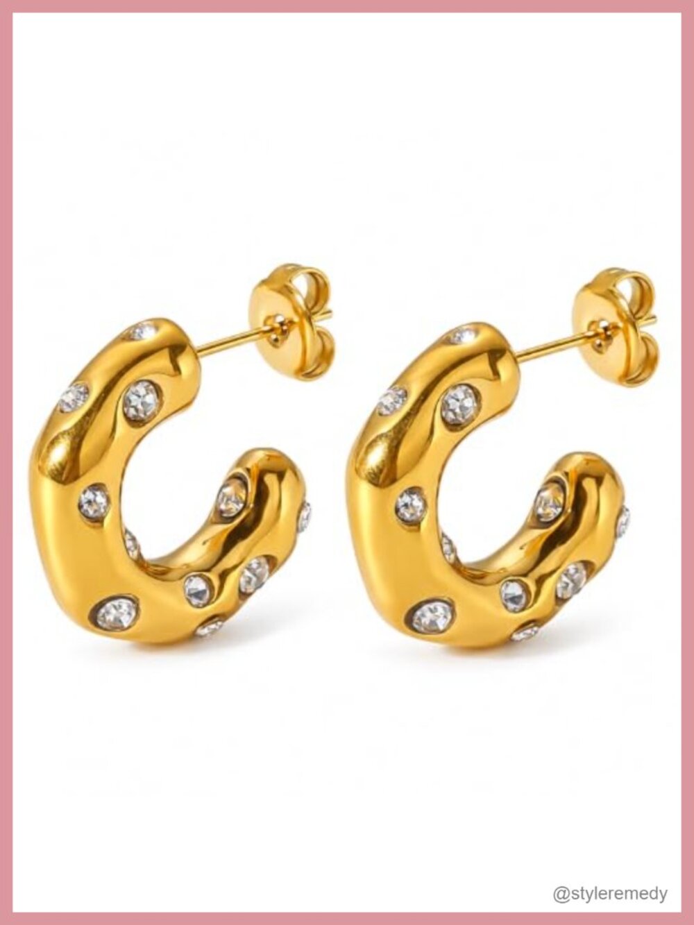 18K Gold Plated Stainless Steel Hoop Earrings Women Tarnish Resistant
